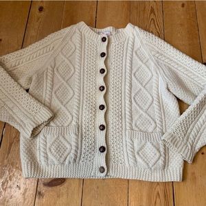 VINTAGE Irish knit fisherman cardigan sweater
